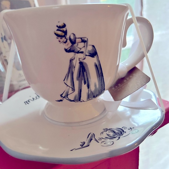 Rae Dunn Other - Rae Dunn Disney Cinderella Teacup and Saucer Midnight is Calling script NWT